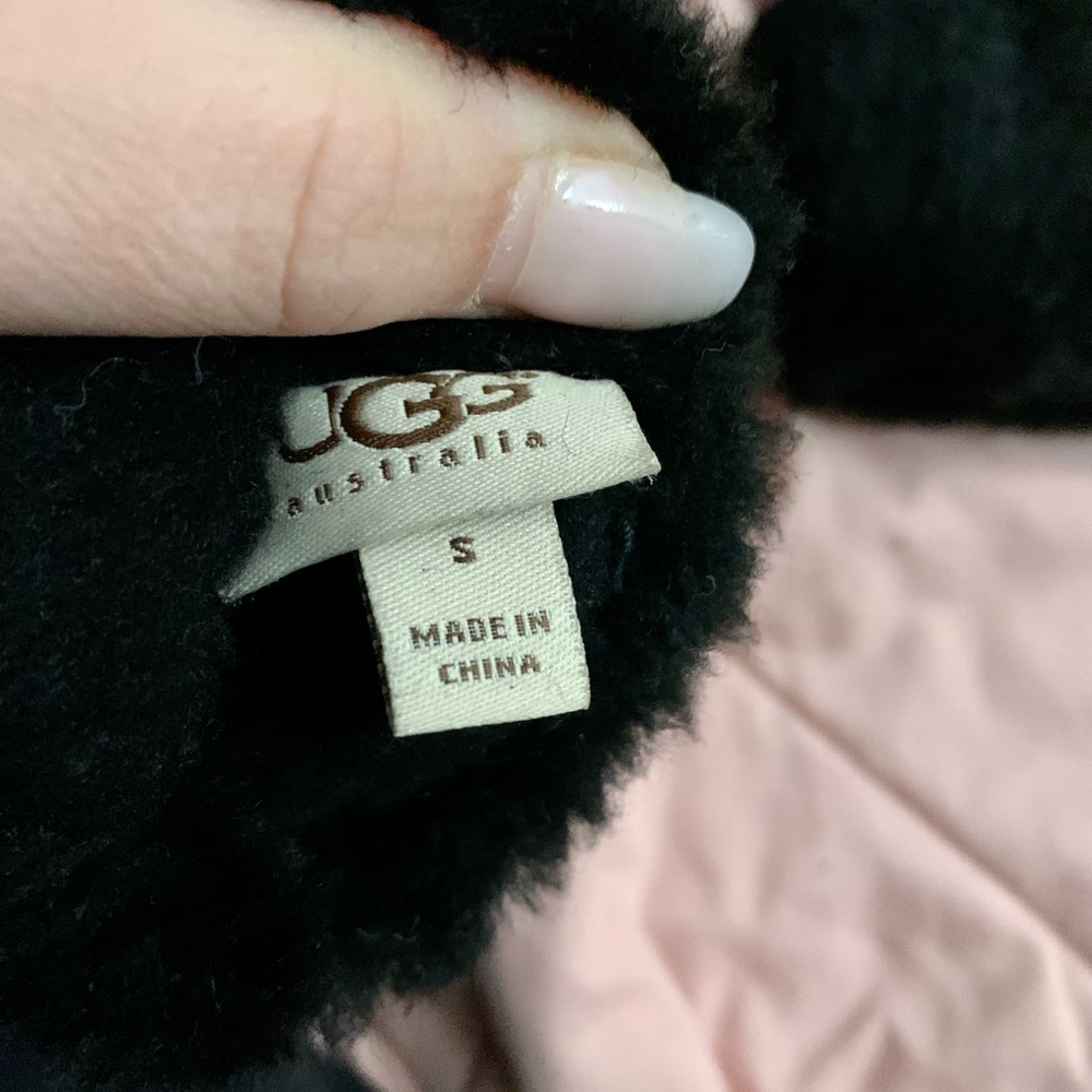 Authentic Ugg Black Suede Shearling Gloves In Siz… - image 8